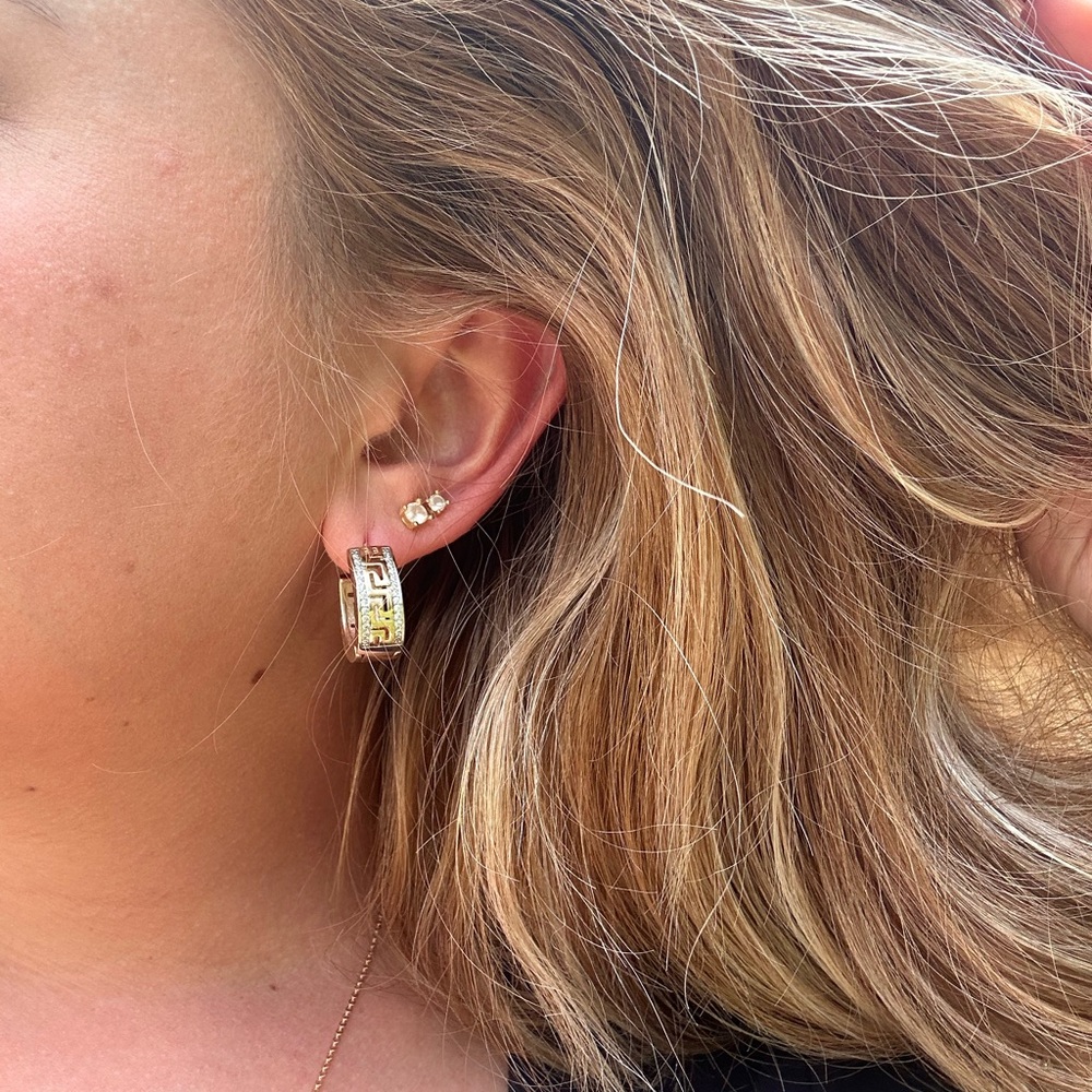 Gold-Tone Greek Key Hoop Earrings - Women's Jewelry